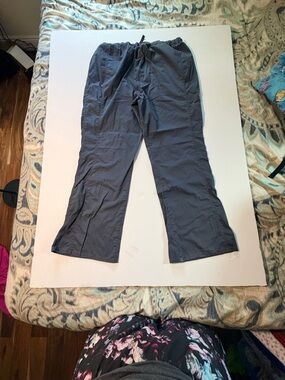 Casual Drawstring Scrub Pants in pewter grey.